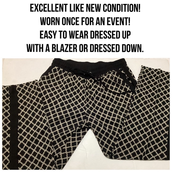 Zac & Rachel, Gold Pattern On Black, Pull On With Elastic Waistband, Pants - Picture 3 of 4